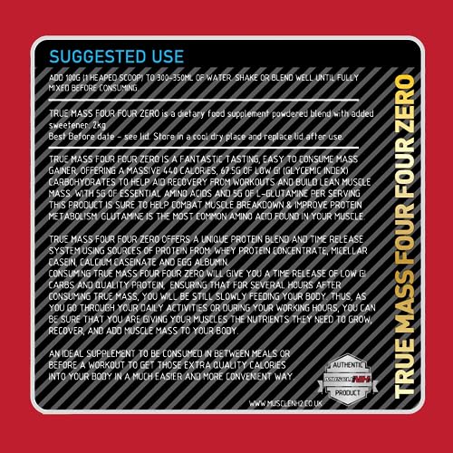 MuscleNh2 True Mass Four Four Zero Mass Gainer Protein Powder, High Calories and Protein MuscleNh2 Au supplements