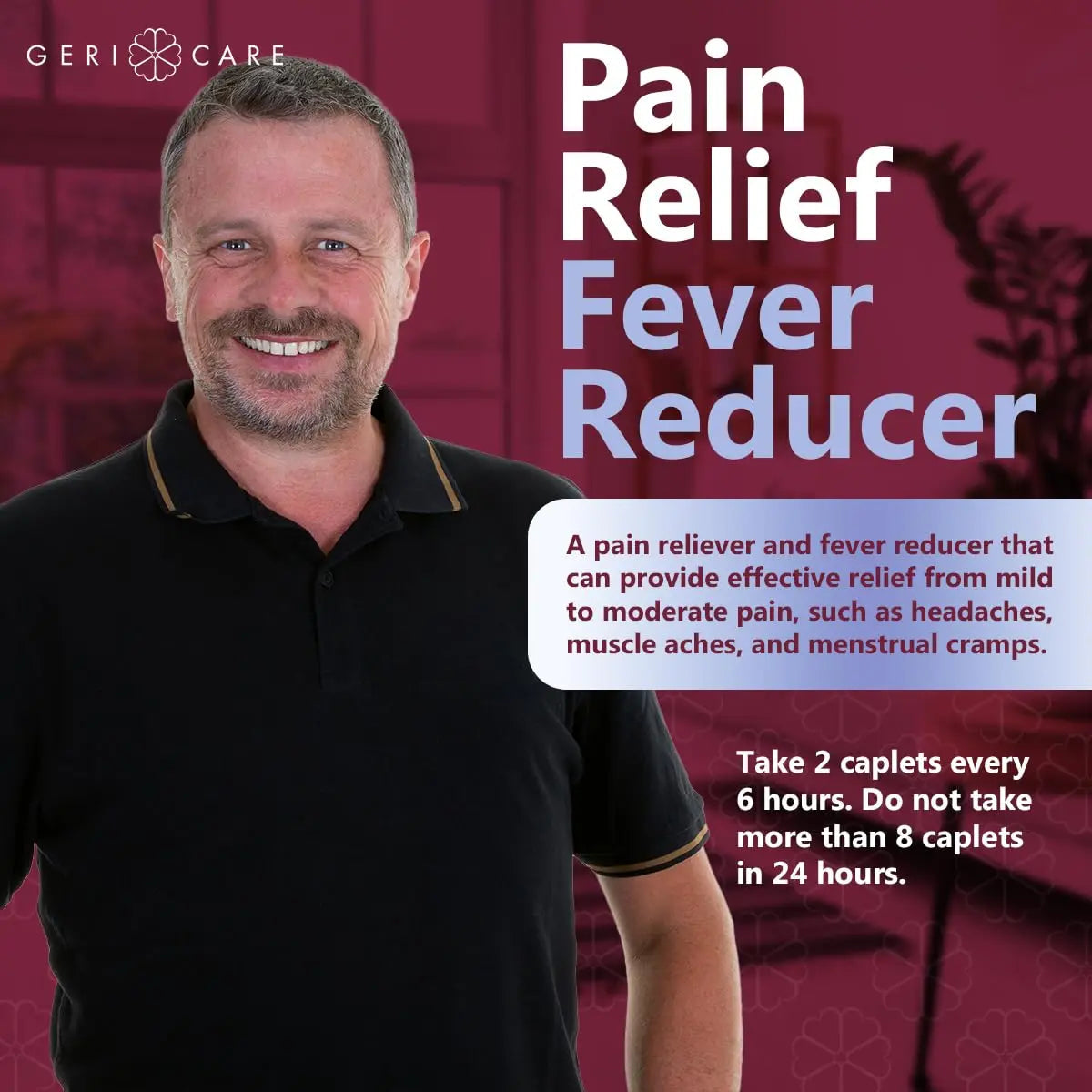 GeriCare Pain Reliever Extra Strength Caplets – 100 Count – Acetaminophen 250mg, Aspirin 250mg (NSAID), Caffeine 65mg – Powerful Triple-Action Formula for Headaches, Migraines & Minor Aches (2 Pack) GeriCare Au supplements