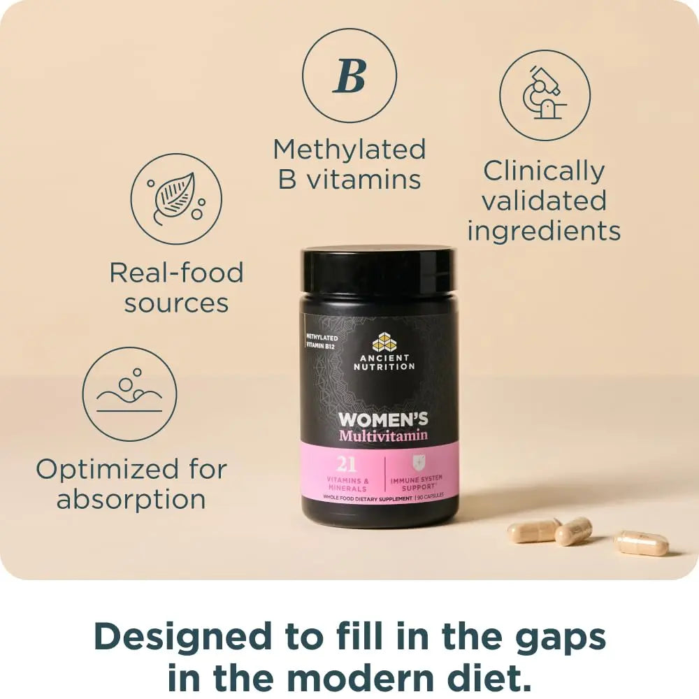 Ancient Nutrition Multivitamin for Women, Multi Women's, Methylated Vitamin D, C, B12, Zinc, Magnesium Ancient Nutrition Au supplements