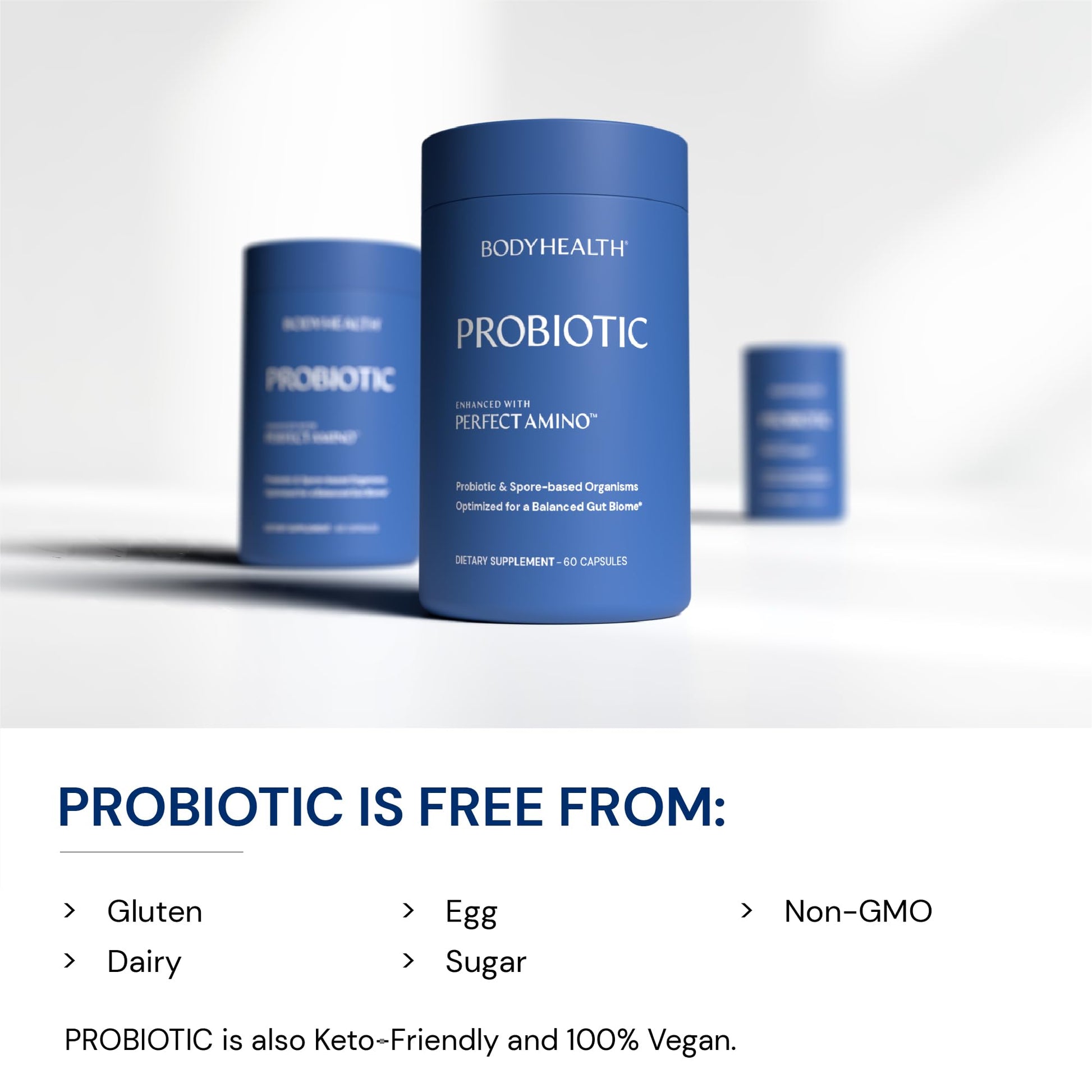 BodyHealth Probiotic Enhanced with PerfectAmino for Women and Men, Spore Based with Bifidobacterium, Lactobacillus Salivarius, Lactobacillus Acidophilus - 60 Capsules BodyHealth Au supplements