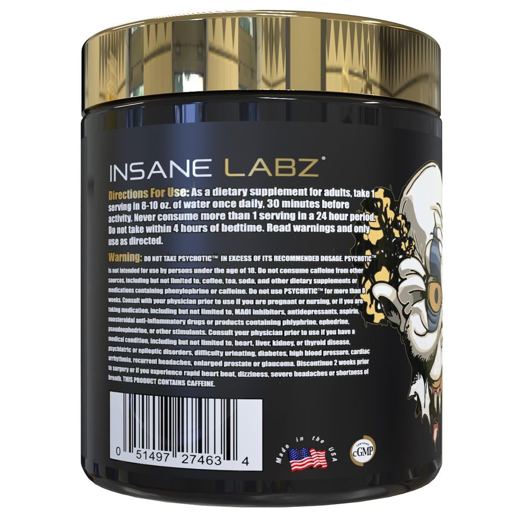 Insane Labz Psychotic Gold, High Stim Pre Workout Powder, Extreme Lasting Energy Insane Labz Au supplements
