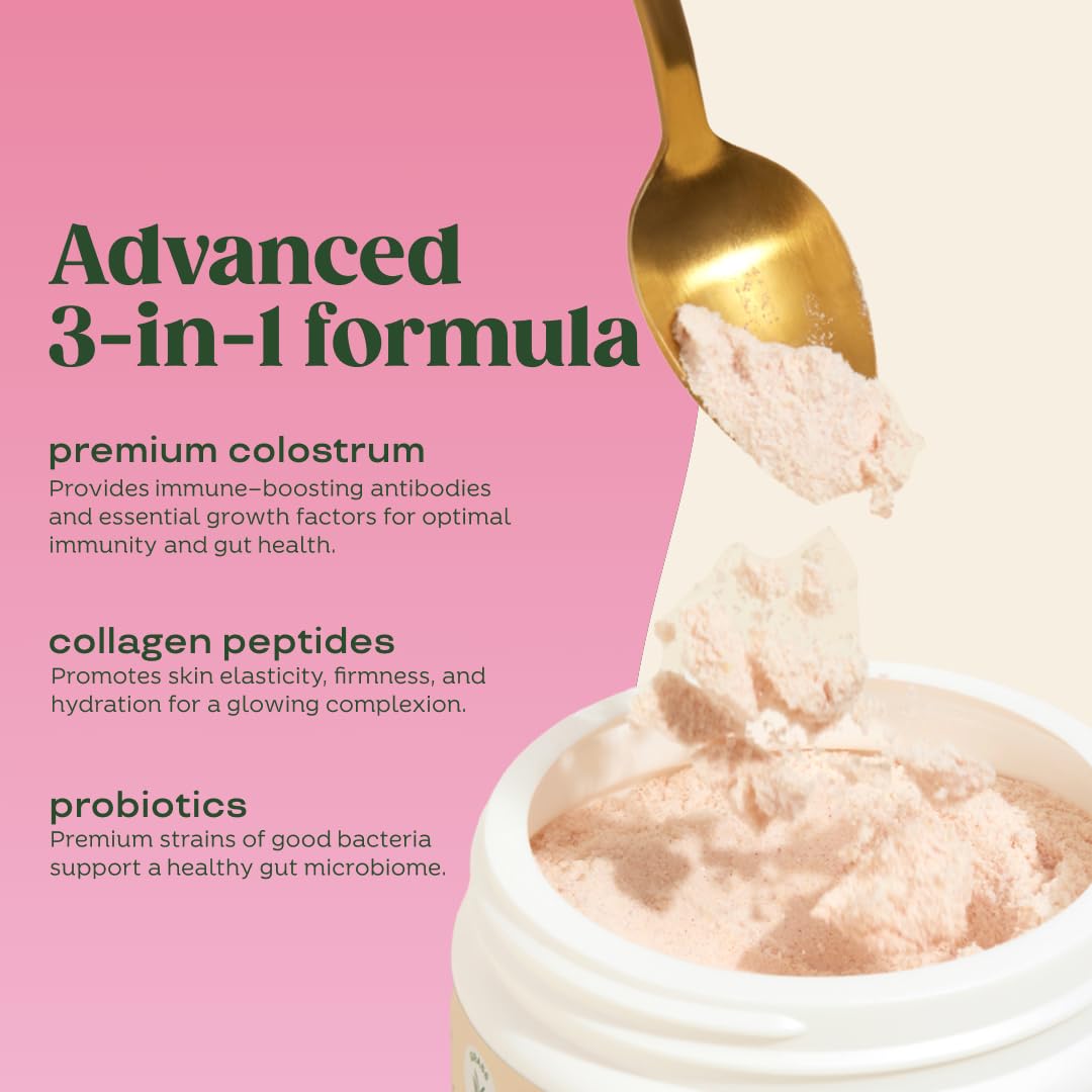 Bloom Nutrition Bovine Colostrum Powder with Vitamin B-12 for Gut Health, Immune Support, Hair Growth & Beauty Supplement | Strawberry, 25 Servings Bloom Nutrition Au supplements