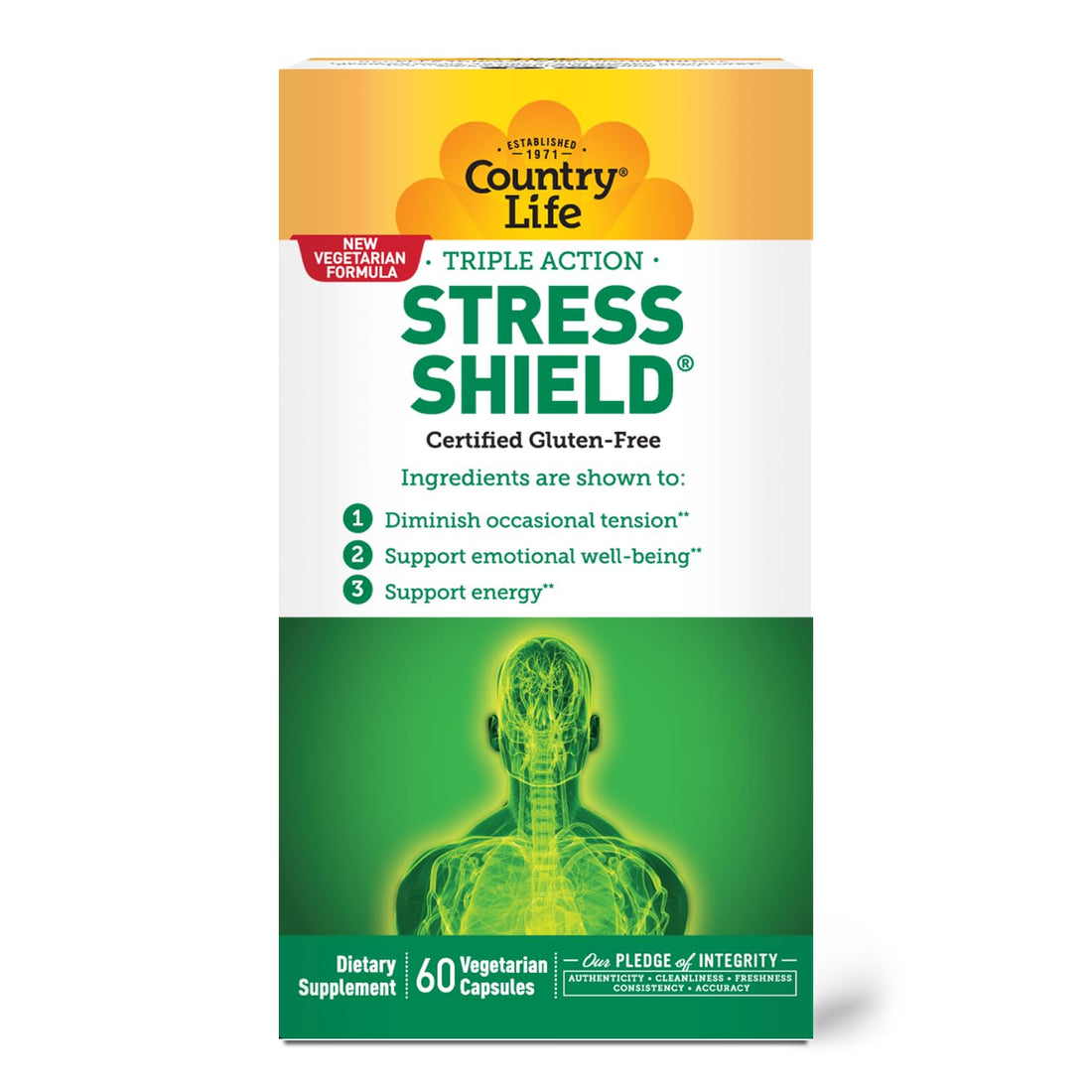 Country Life Stress Shield – Stress & Tension Relief Supplement with Ashwagandha, B-Vitamins for Energy & Emotional Well-Being, Supports Mental Clarity & Resilience, Gluten-Free, Vegan, 60 Capsules Country Life Au supplements