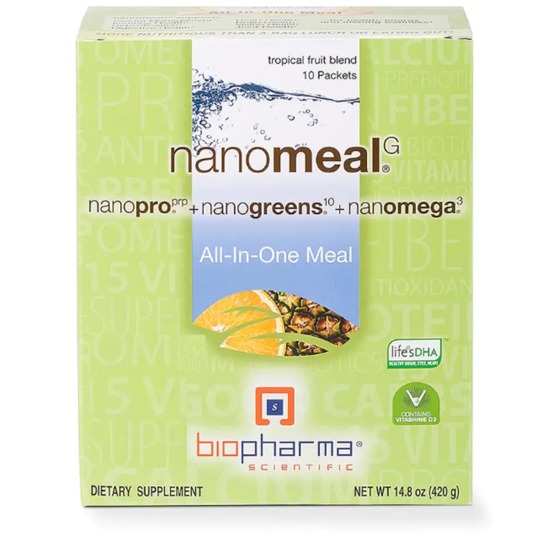 NanoMeal Plant-Based All-in-One Nutrition | Superfood Meal Replacement Powder | Tropical Fruit Blend | 10 Servings | Protein, Greens & Omega for Gut & Immune Support Biopharma Scientific Au supplements