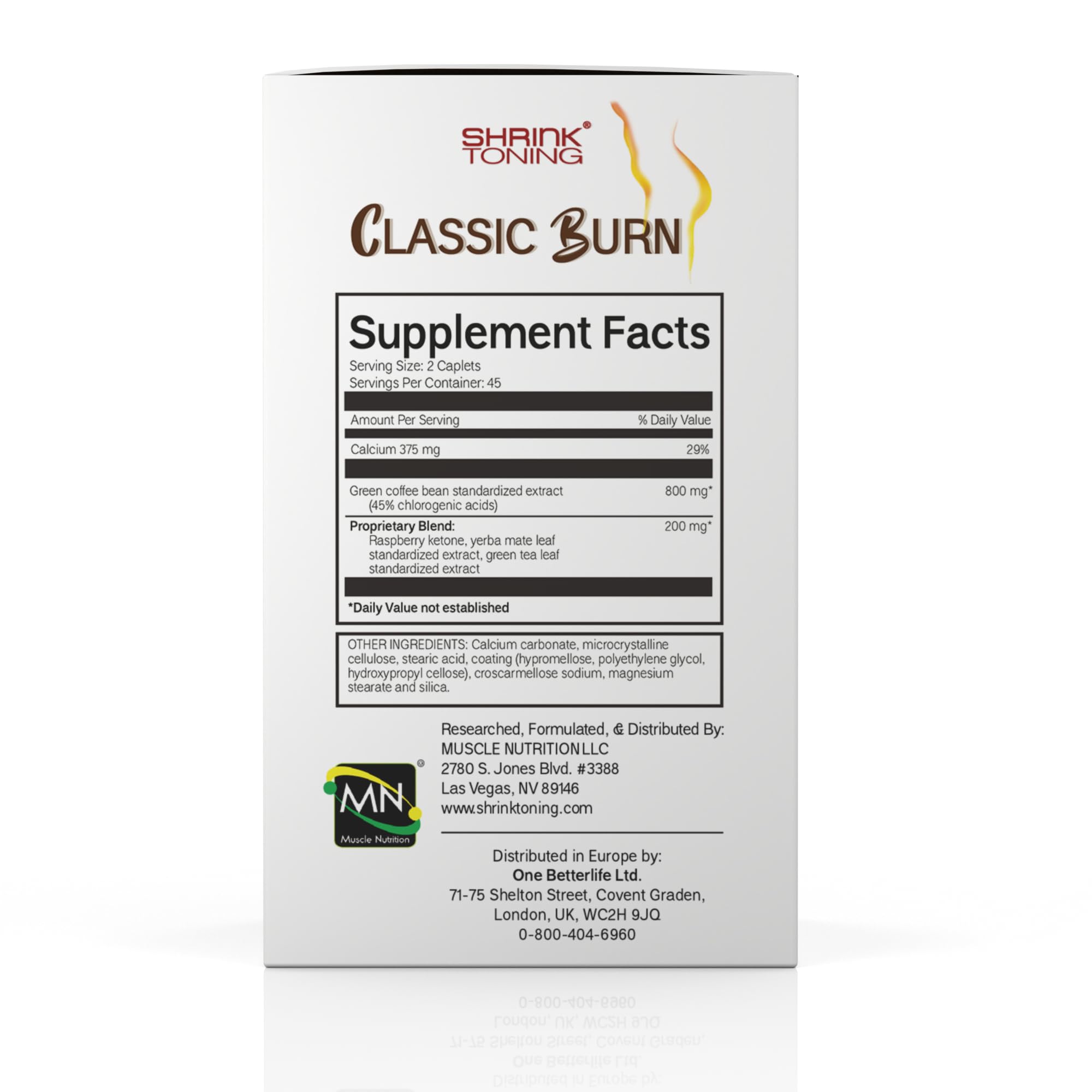 shrink Classic Burn - Pure Green Coffee Bean Extract and Raspberry Ketones with 45% shrink Au supplements