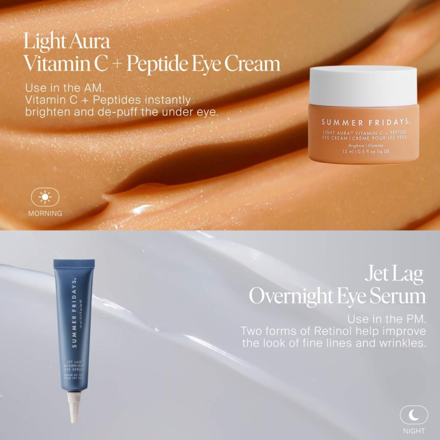 Summer Fridays Jet Lag Overnight Eye Serum - Nourishing Undereye Treatment for Dark Circles - Helps to Hydrate, Smooth, Firm & Depuff - Enriched with Glycerin to Lock in Moisture (0.5 Fl Oz) Summer Fridays Au supplements
