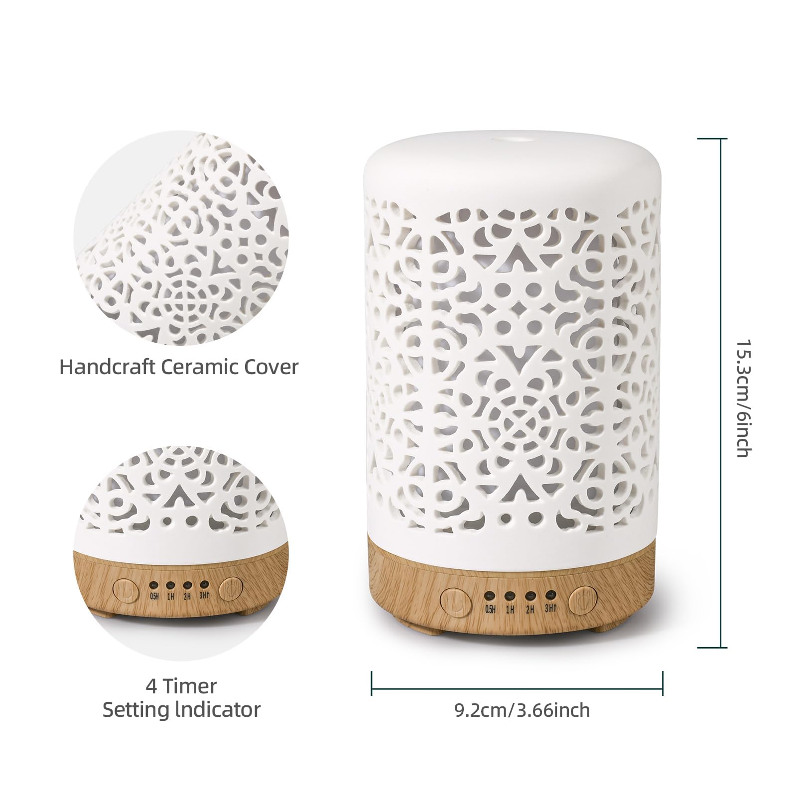 Essential Oil Diffusers, 100ml White Ceramic Diffuser with 7 LED Lights,Ultrasonic Aromatherapy homnas Au supplements