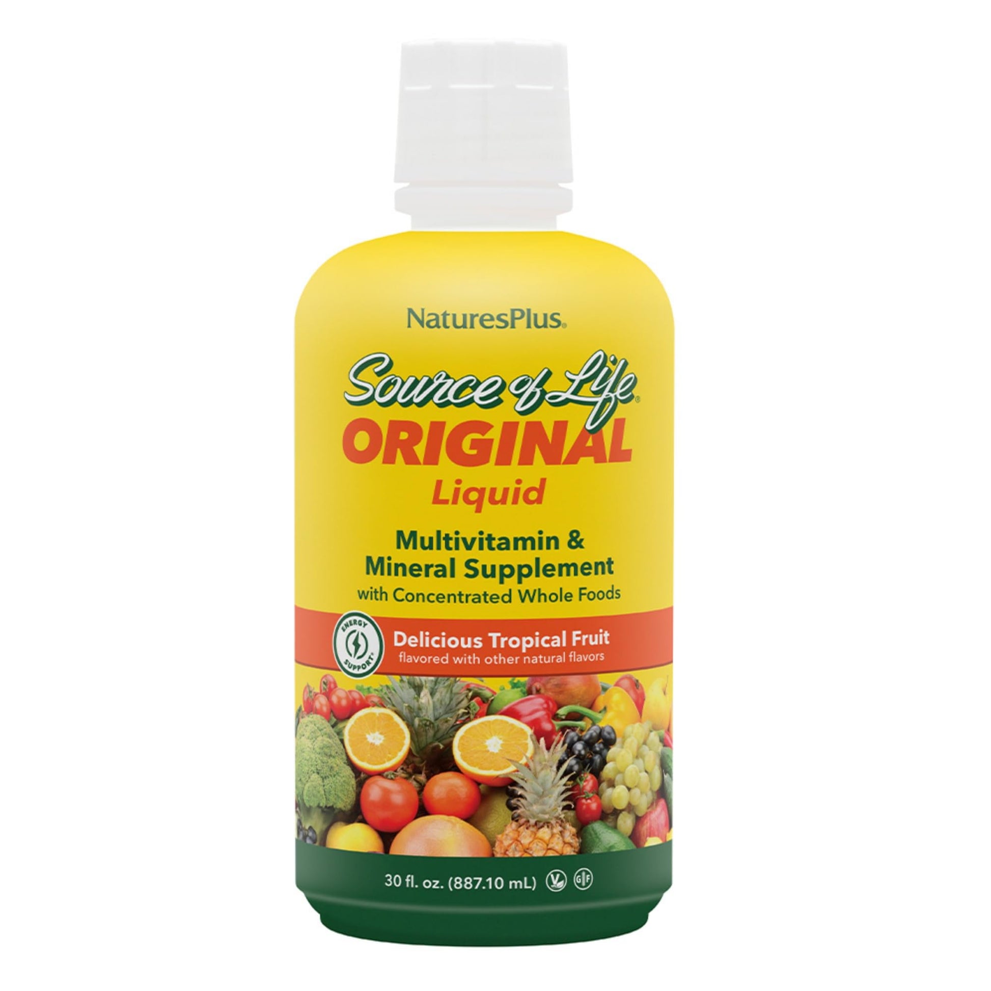 NaturesPlus Source of Life Liquid - 30 fl oz - Tropical Fruit Flavor - Wholefood Supplement, Energy Booster, Antioxidant - Vegetarian, Gluten-Free - 30 Servings Aus Healthcare Au supplements