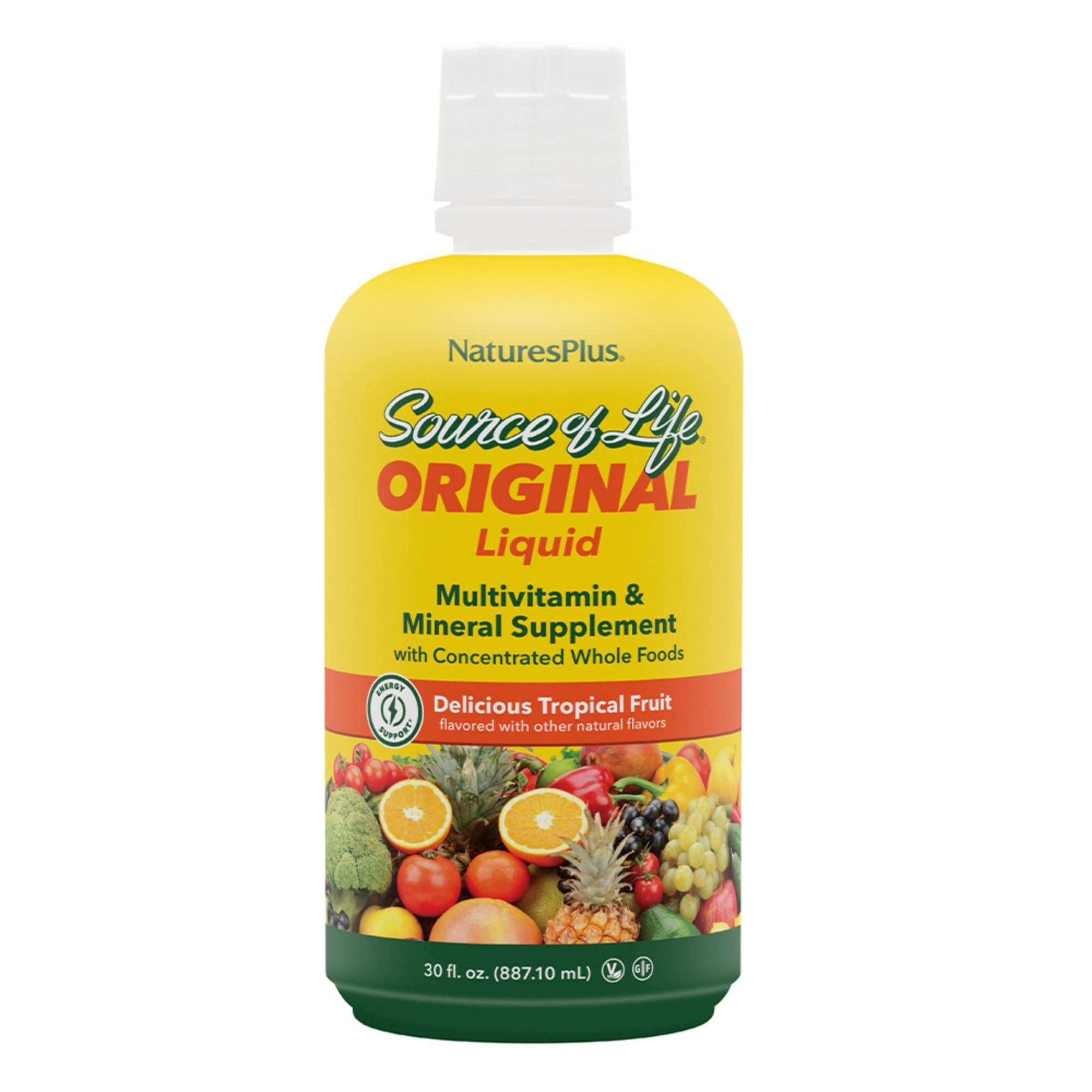NaturesPlus Source of Life Liquid - 30 fl oz - Tropical Fruit Flavor - Wholefood Supplement, Energy Booster, Antioxidant - Vegetarian, Gluten-Free - 30 Servings Aus Healthcare Au supplements