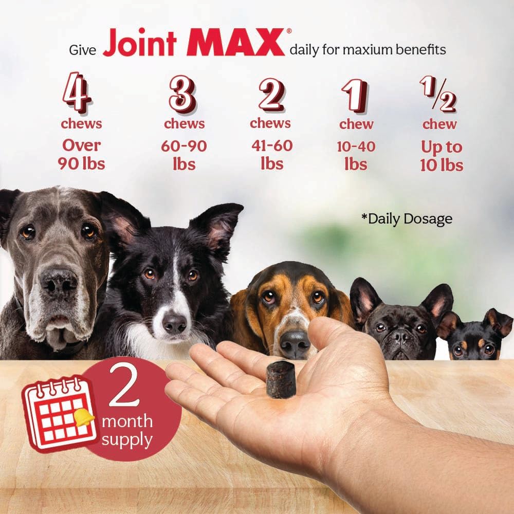 Joint Max TS Joint Supplement Vet Formulated Pain & Inflammation Relief Treats Hip Dysplasia & Arthritis, Glucosamine, Chondroitin, Turmeric, MSM, HA, Creatine, Omega 3 EPA + DHA.120 Soft Chews Joint Max Au supplements