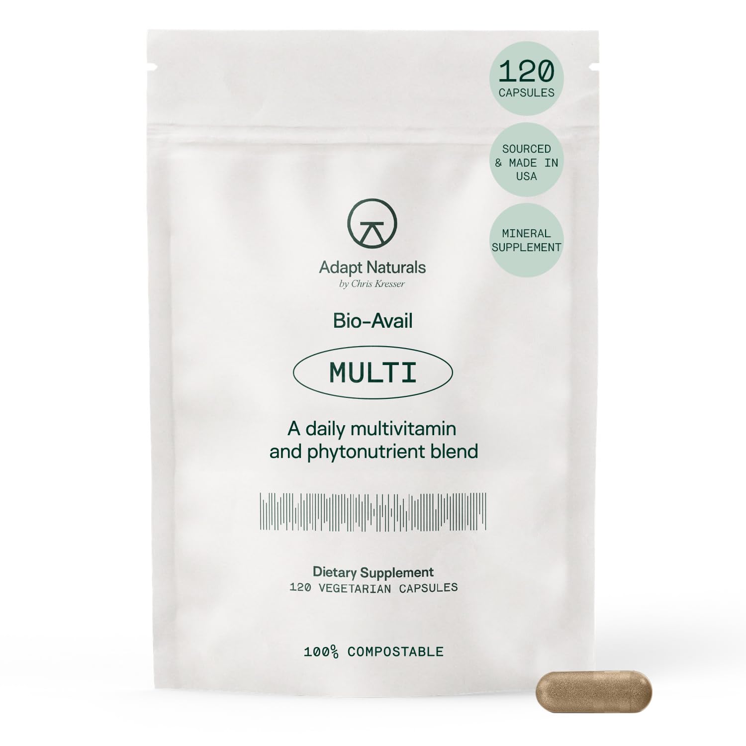 Adapt Naturals Multivitamin for Women & Men, Bioavailable Easy-to-Absorb Multivitamin Daily Supplement with Biotin, Niacin, Vitamin A, B, C, D, E, K1, Zinc, Magnesium - Immune Support - 30 Day Supply ADAPT NATURALS BY CHRIS KRESSER Au supplements