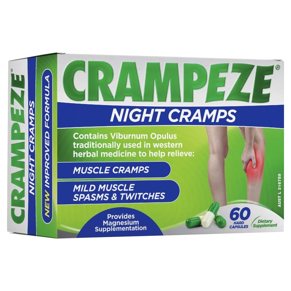 Crampeze Night Cramps Natural Relief of Muscle Cramps, Spasms & Tired Legs 60 Capsules Crampeze Au supplements