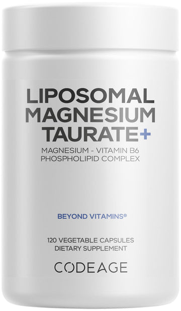 Codeage Liposomal Magnesium Taurate+ Supplement - Magnesium Taurate, Vitamin B6 as Pyridoxal 5-Phosphate, 2-Month Supply - Liposomal Delivery, Vegan, Non-GMO, Gluten-Free, 120 Capsules Codeage Au supplements