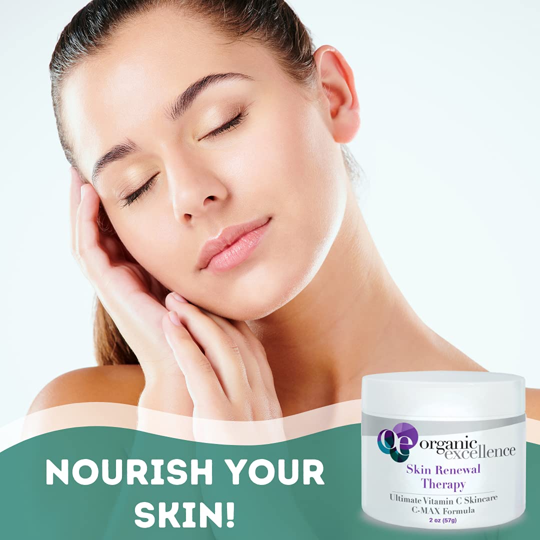 Organic Excellence Skin Renewal Therapy, Vitamin C Face & Neck Cream, Moisturizer to Stimulate Collagen Production and Increase Skin Cell Renewal, Organic Natural Non-Toxic Cruelty-Free 2 oz (57g) Organic Excellence Au supplements