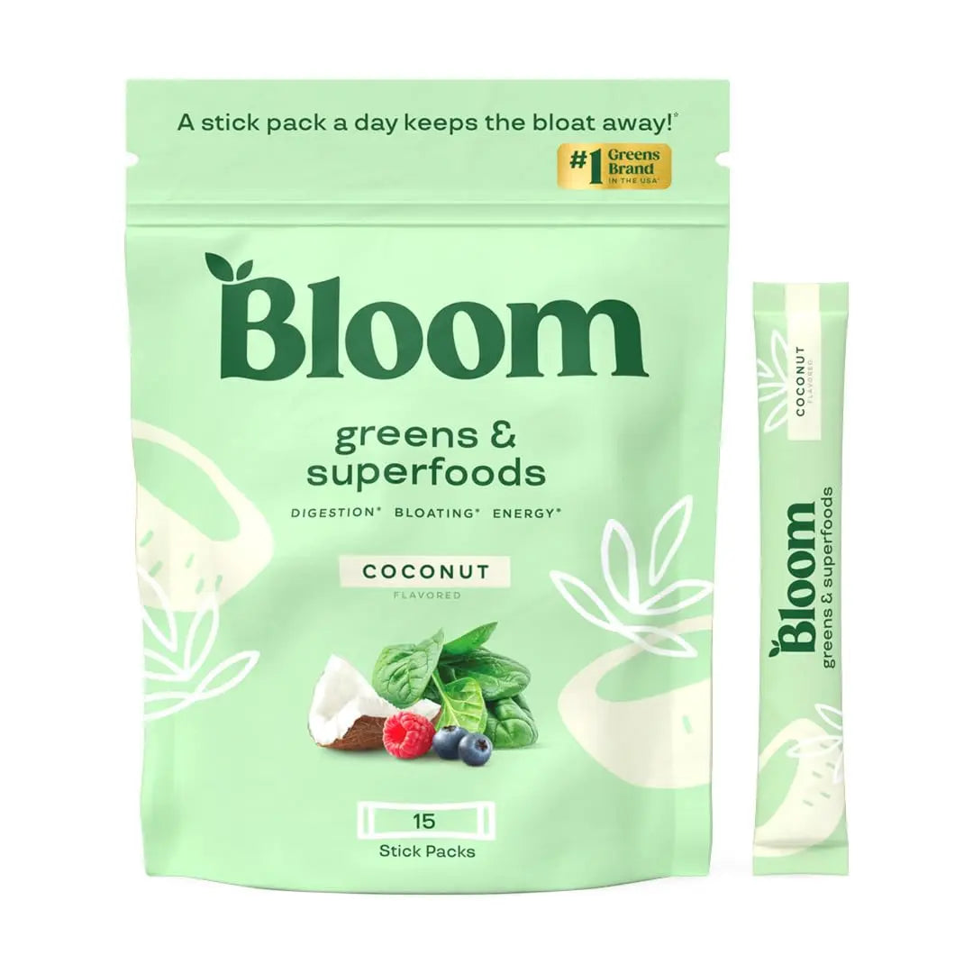 Bloom Nutrition Super Greens Powder Smoothie Mix, 15 Stick Packs - Probiotics Bloom Nutrition uk supplements
