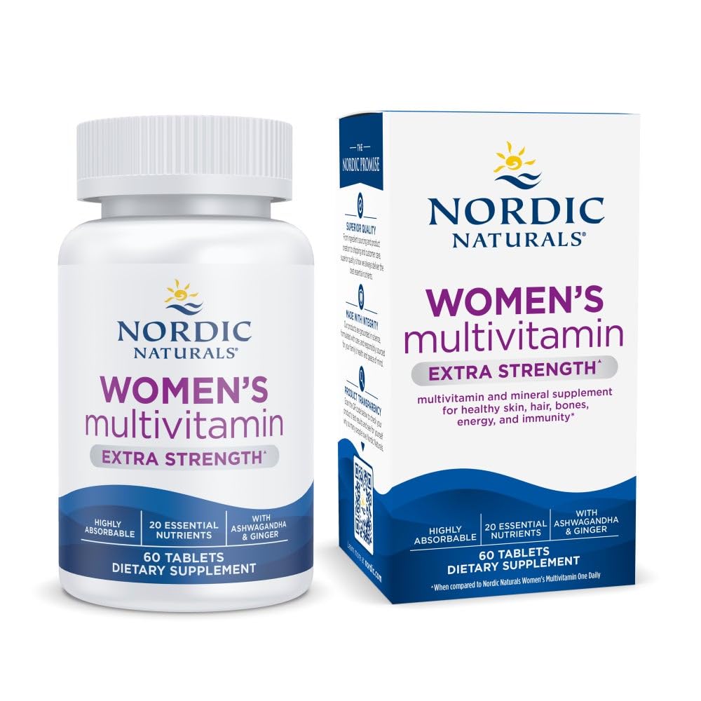 Nordic Naturals Women’s Multivitamin Extra Strength - Skin, Hair, Energy, & Bone Support - Immunity Supplement - 20 Essential Nutrients - 60 Tablets - 30 Servings Nordic Naturals Au supplements