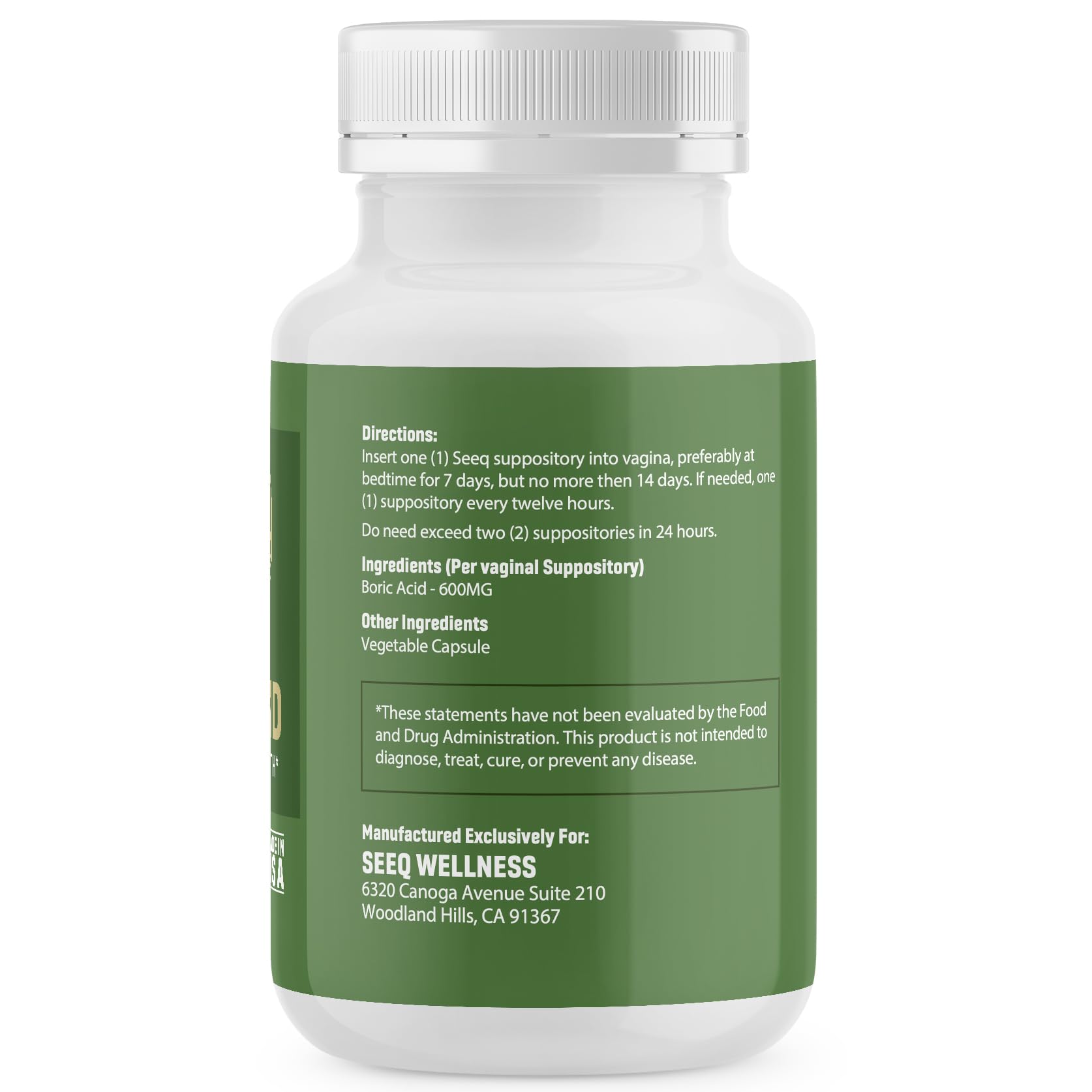 Seeq Wellness Boric Acid Vaginal Suppositories - Helps Support Odor Control and Balance Vaginal PH Seeq Wellness Au supplements