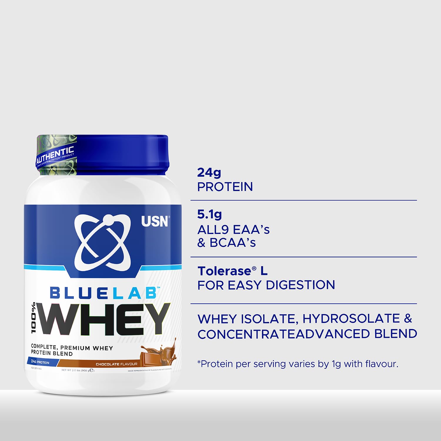 USN Blue Lab Whey Protein Powder: Chocolate - Whey Protein 2kg - Post-Workout USN Au supplements