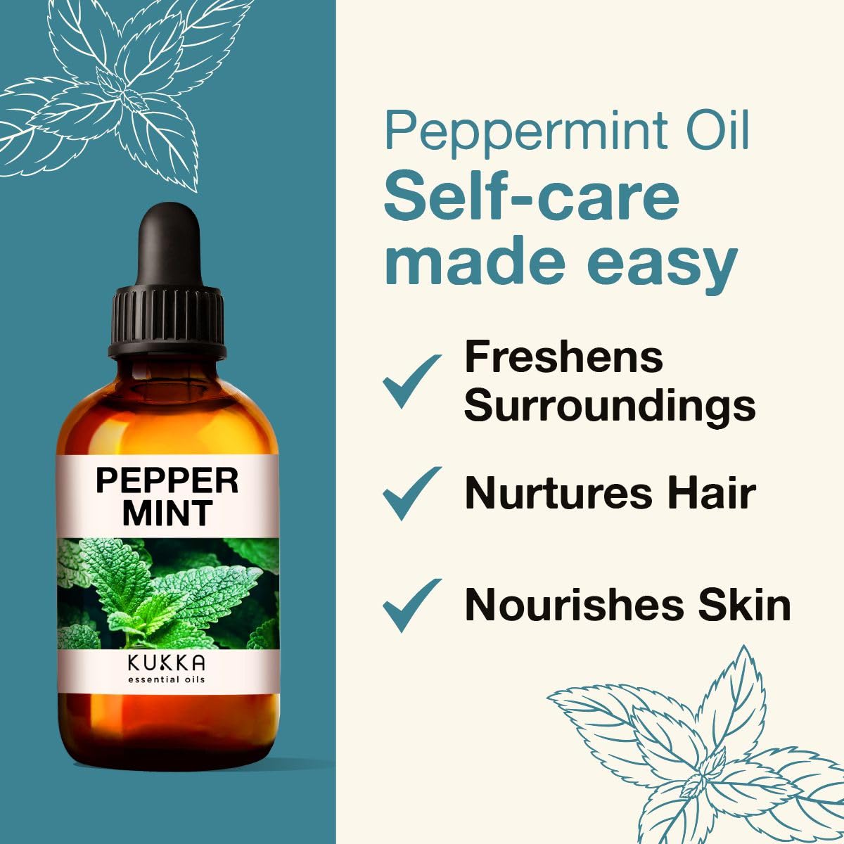 Kukka Peppermint Oil for Hair - Natural Mint Essential Oils - Premium Grade Natural Peppermint Essential Oil KUKKA essential oils Au supplements