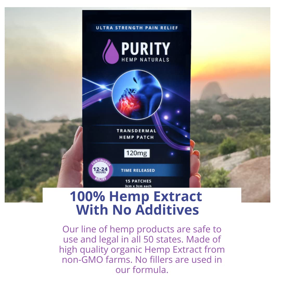 Body Discomfort Patch 120 mg - 15 ct (8 mg ea.) Lasts 24 Hours. Sweat & Water Resistant. Convenient & Discreet. For Use On Any Part Of The Body. Plant-Based Extended-Release Patch Purity Hemp Naturals Au supplements
