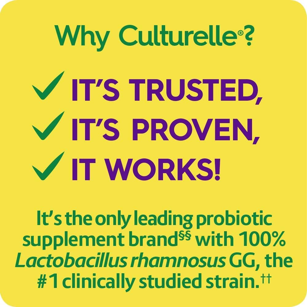 Culturelle Digestive Health Daily Probiotic Chewables, Probiotic For Men and Women, Most Clinically Studied Probiotic Strain, 10 Billion CFUs, Supports Occasional Diarrhea, Gas & Bloating, 24 Count Culturelle Au supplements