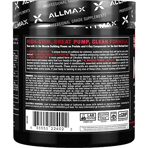 ALLMAX MUSCLEPRIME, White Raspberry - 266 g - Advanced Grade Pre-Workout ALLMAX Nutrition Au supplements