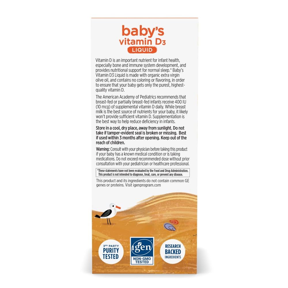 Nordic Naturals Baby’s Vitamin D3, Unflavored - 0.76 oz - 400 IU Vitamin D3 - Healthy Bones, Immune System Support, Normal Sleep Rhythms - Non-GMO, Certified Vegetarian - 90 Servings Nordic Naturals Au supplements