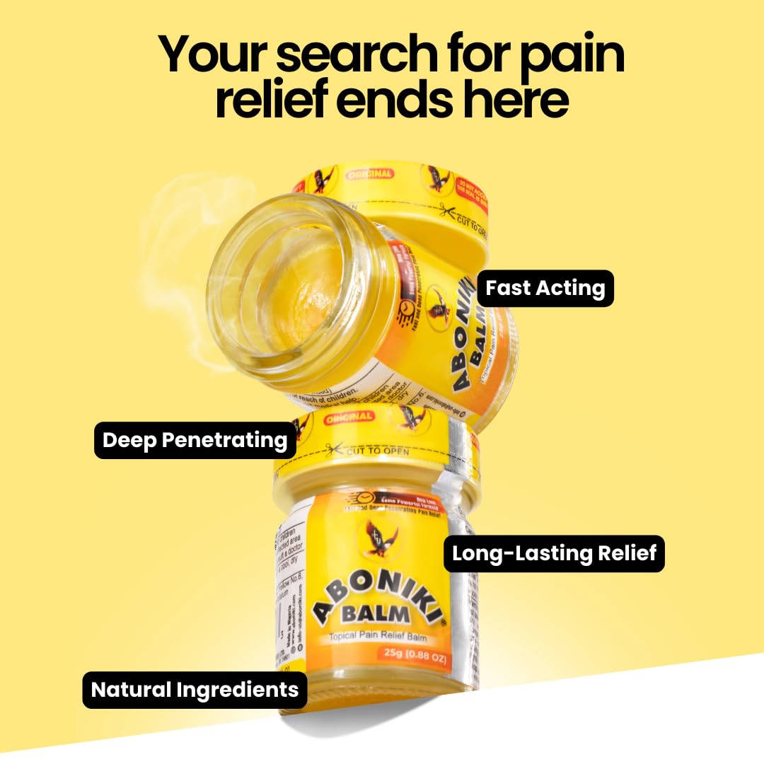Aboniki Balm (6 Plastic Jars) – Powerful Topical Pain Relief Balm for Sore Muscles and Joints | Anti Inflammatory Analgesic Rub with Cooling Menthol for Back, Knee, Neck, Shoulder, Wrist & Body Ache Aboniki Au supplements