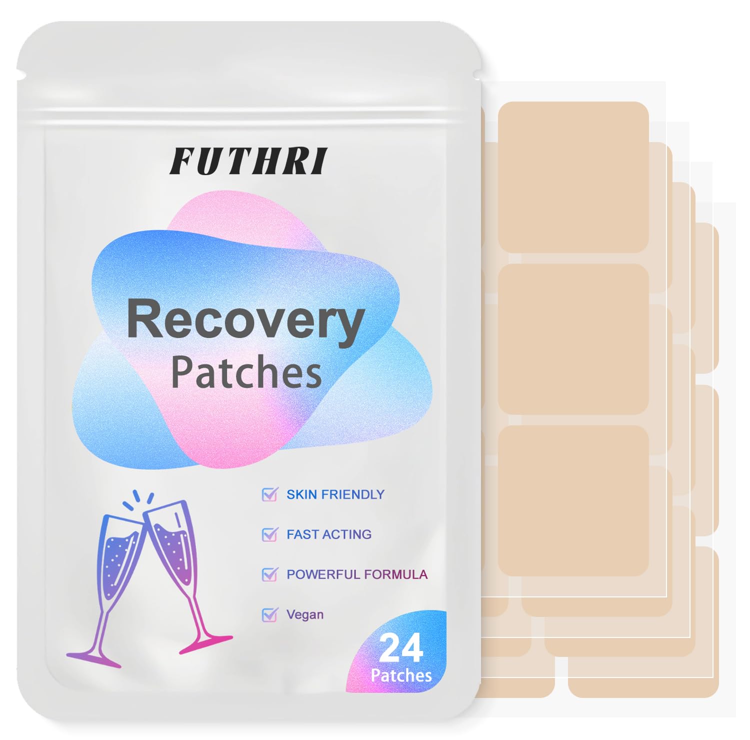 FUTHRI Recovery Patch 24 Pack: Wake Up Refreshed with Natural Ingredients - Waterproof & Skin-Friendly - Pre-Drink Patch for Festivals & Nights Out FUTHRI Au supplements