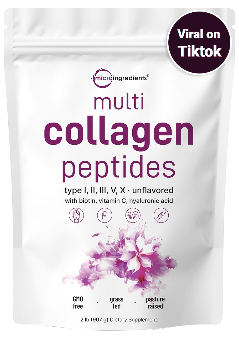 Micro Ingredients Multi Collagen Protein Powder, 2 Pounds – Type I,II,III,V,X with Biotin Micro Ingredients Au supplements