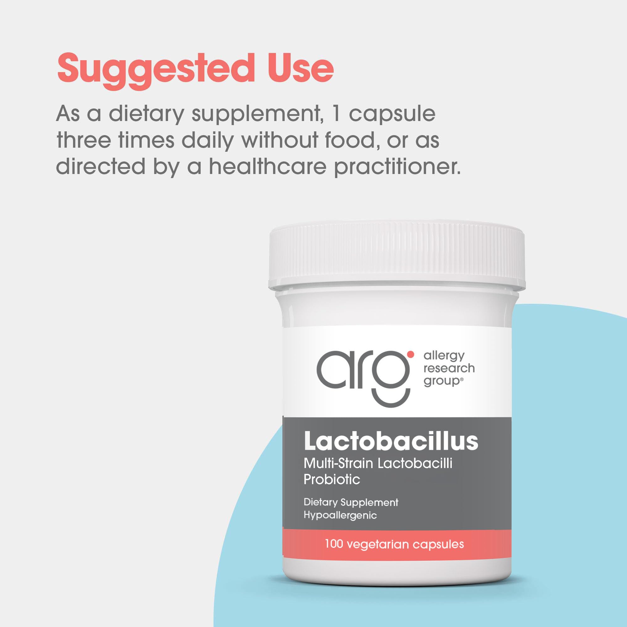 Allergy Research Group Lactobacillus Supplement - Probiotics for Men & Women, Digestive Health, Gut Health, Vegetarian Capsules - 100 Count Allergy Research Group Au supplements