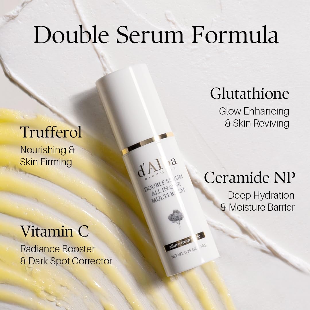 d'alba Piedmont White Truffle Double Serum All-in-one Multi Balm, Stick Balm, Vegan Skincare with Vitamin C and Vegan Collagen, 3-in-1 Anti Wrinkle, Eye Treatment, Dark Spot Remover d'alba Piedmont Au supplements