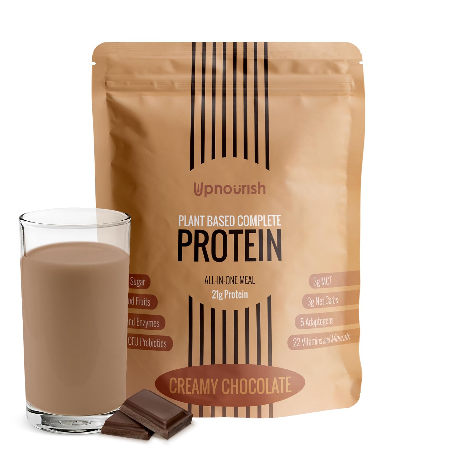 UpNourish Chocolate Vegan Protein Powder 54 Superfoods Powder,1.5 Billion CFU Probiotics 21g Plant Based Protein,No Sugar No Dairy No GMO Dairy Free,Meal Replacement Shake Keto-Friendly Low-Carb Diet,15 Servings UpNourish Au supplements