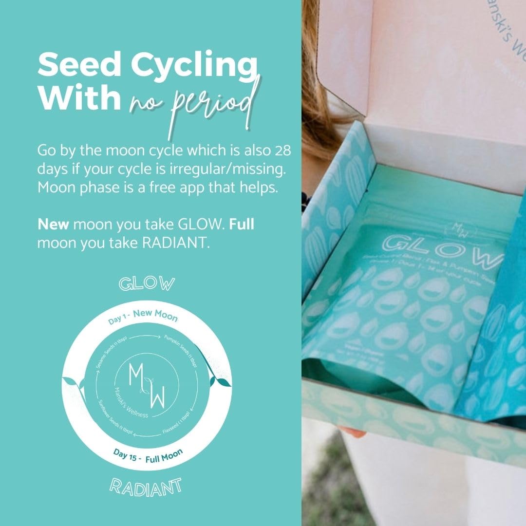 Manski's Wellness Glow & Radiant Seed Cycle Kit | PMS Support | Organic Seed Cycling | Natural Hormone Balance | Ease Cramps | Mitigate Cycle Symptoms | Vegan Supplement Manski's Wellness Au supplements