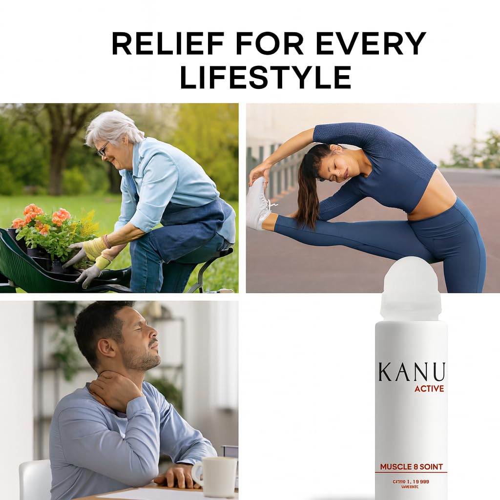 Muscle & Joint Relief Roll-On Cooling Serum- 3.3 oz- Fast Absorbing Pain Relief for Sore Muscles and Joints- Workout Recovery and Joint Support for Athletes and Active Lifestyles KANU Au supplements