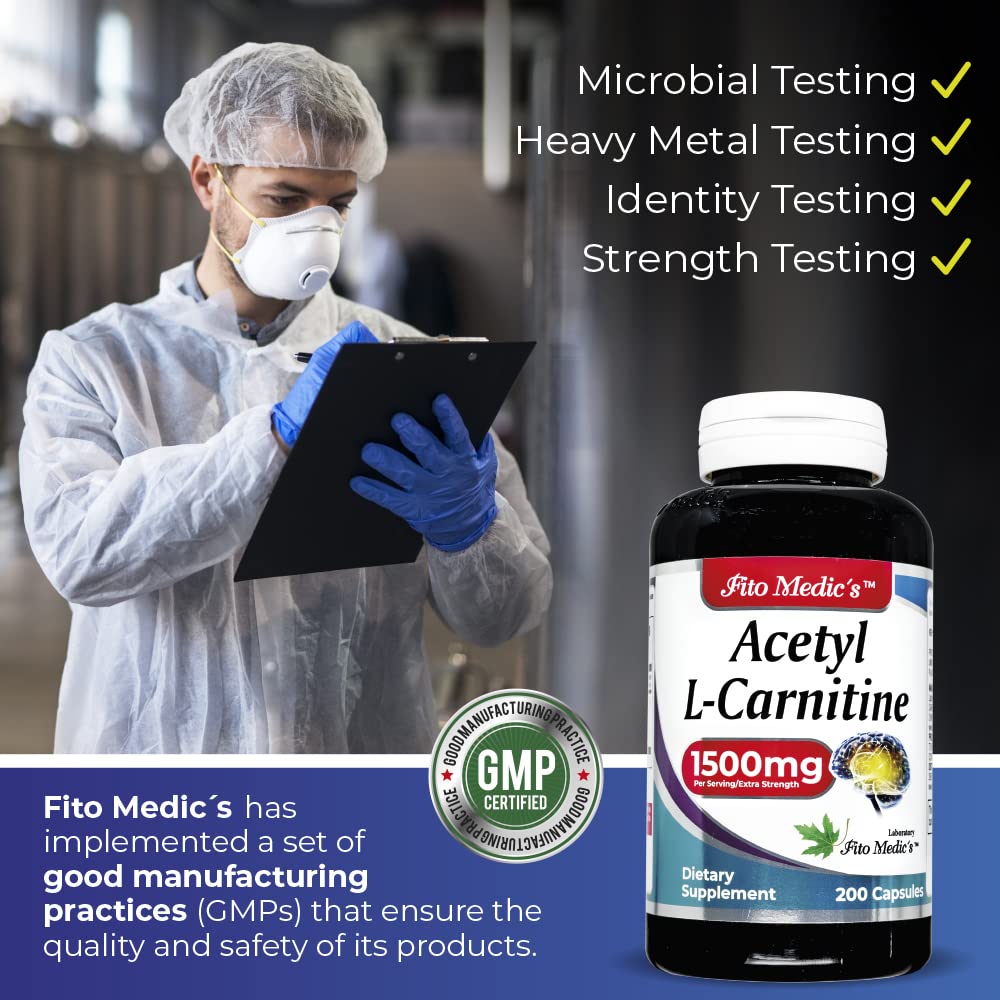 Lab - l carnitine - 1500 mg per Serving, 200 Capsules, l-carnitine - High Potency of - Acetyl FITO MEDIC'S Au supplements