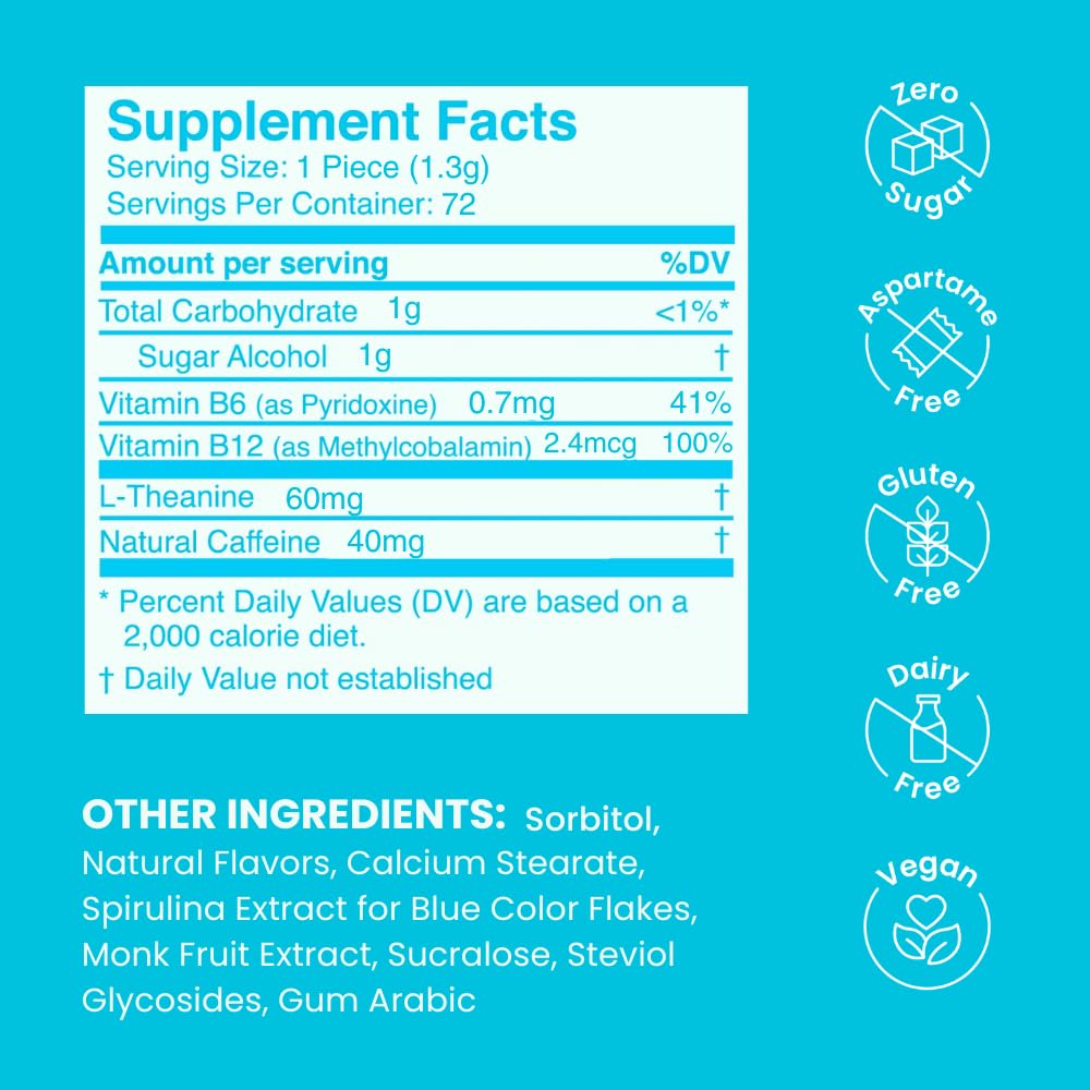 Neuro Energy & Focus Mints - Sugar Free Breath Mints with 40mg Natural Caffeine, B Vitamins & L-Theanine - Vegan Brain Supplement for Exercise, Study & Daily Focus - Peppermint, 72 ct Neuro Au supplements