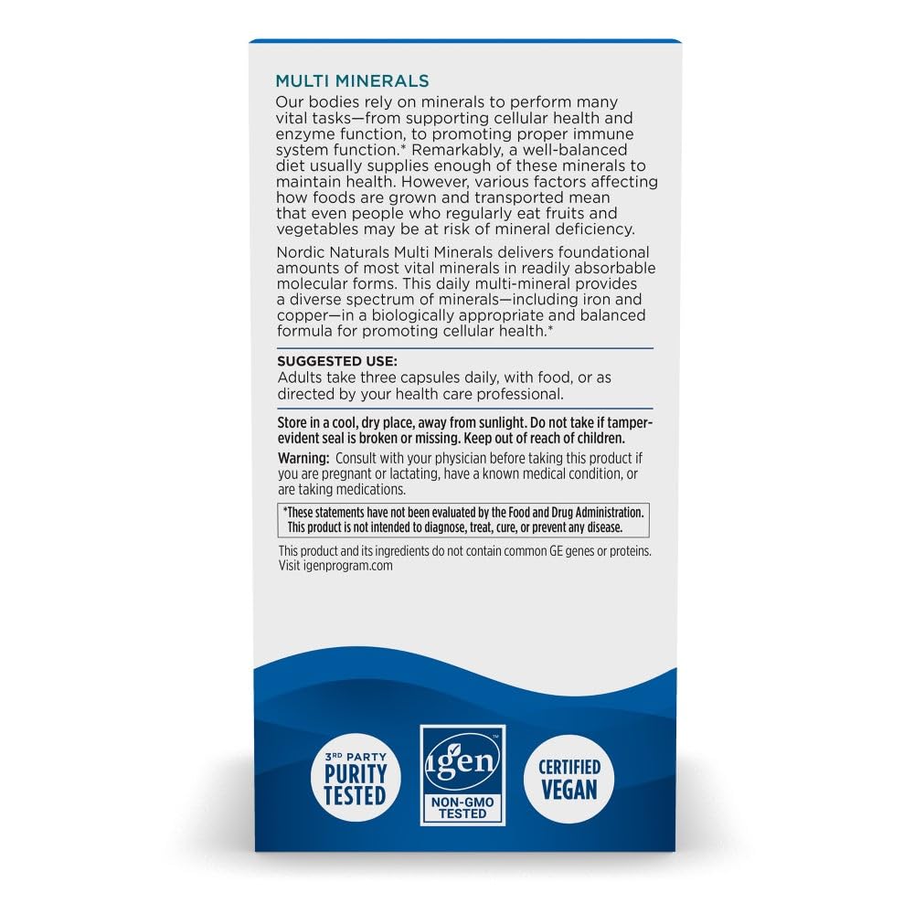 Nordic Naturals Multi Minerals, Unflavored - 90 Capsules - 11 Essential Minerals - Optimal Health & Wellness - Certified Vegan - Non-GMO - 30 Servings Nordic Naturals Au supplements