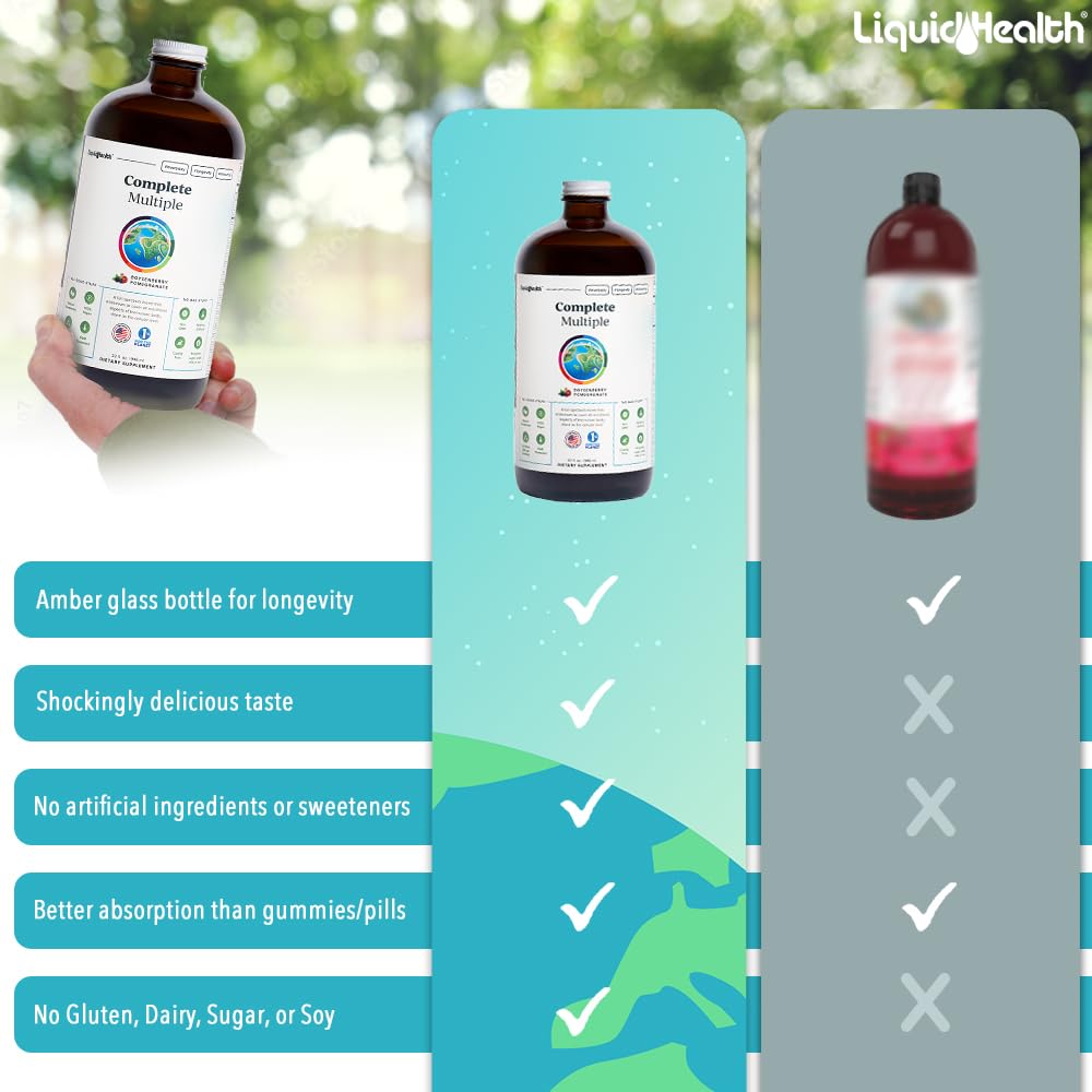 LIQUIDHEALTH Complete Multiple Adult Liquid Multivitamin - Essential Vitamins, Minerals & Nutrients, Immune Support, Gut Health, Energy, Detox - Made in USA, Vegan, Non-GMO, Sugar-Free (32 oz) LIQUIDHEALTH Au supplements