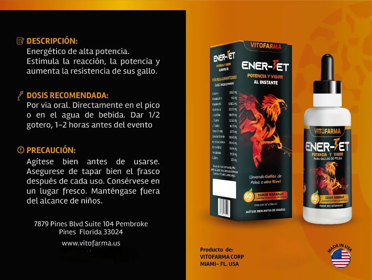 VITOFARMA Ener-Jet Energy Booster for Rooster Natural Multivitamin - Liquid 60 ml VITOFARMA Au supplements