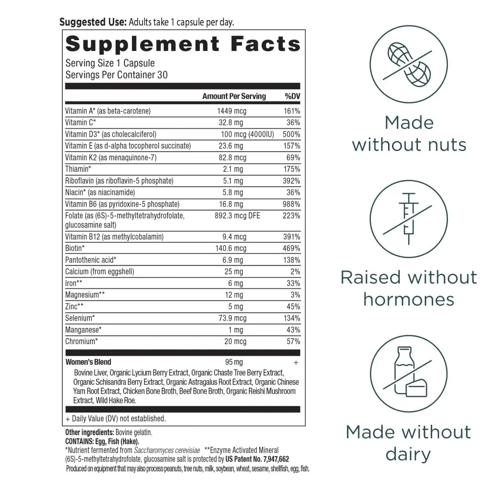 Ancient Nutrition Multivitamin for Women, Women's Once Daily Supplement, Methlyated Vitamin B, C, K2, Magnesium, Folate & Iron, Supports Bone Health, 30 Count Ancient Nutrition Au supplements