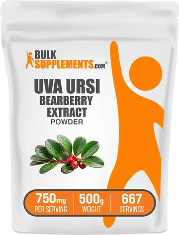 BulkSupplements.com Bearberry Leaf Extract Powder - Uva Ursi Extract, Herbal Supplement - Vegan & Gluten Free, 750mg per Serving, 500g (1.1 lbs) (Pack of 1) BulkSupplements Au supplements
