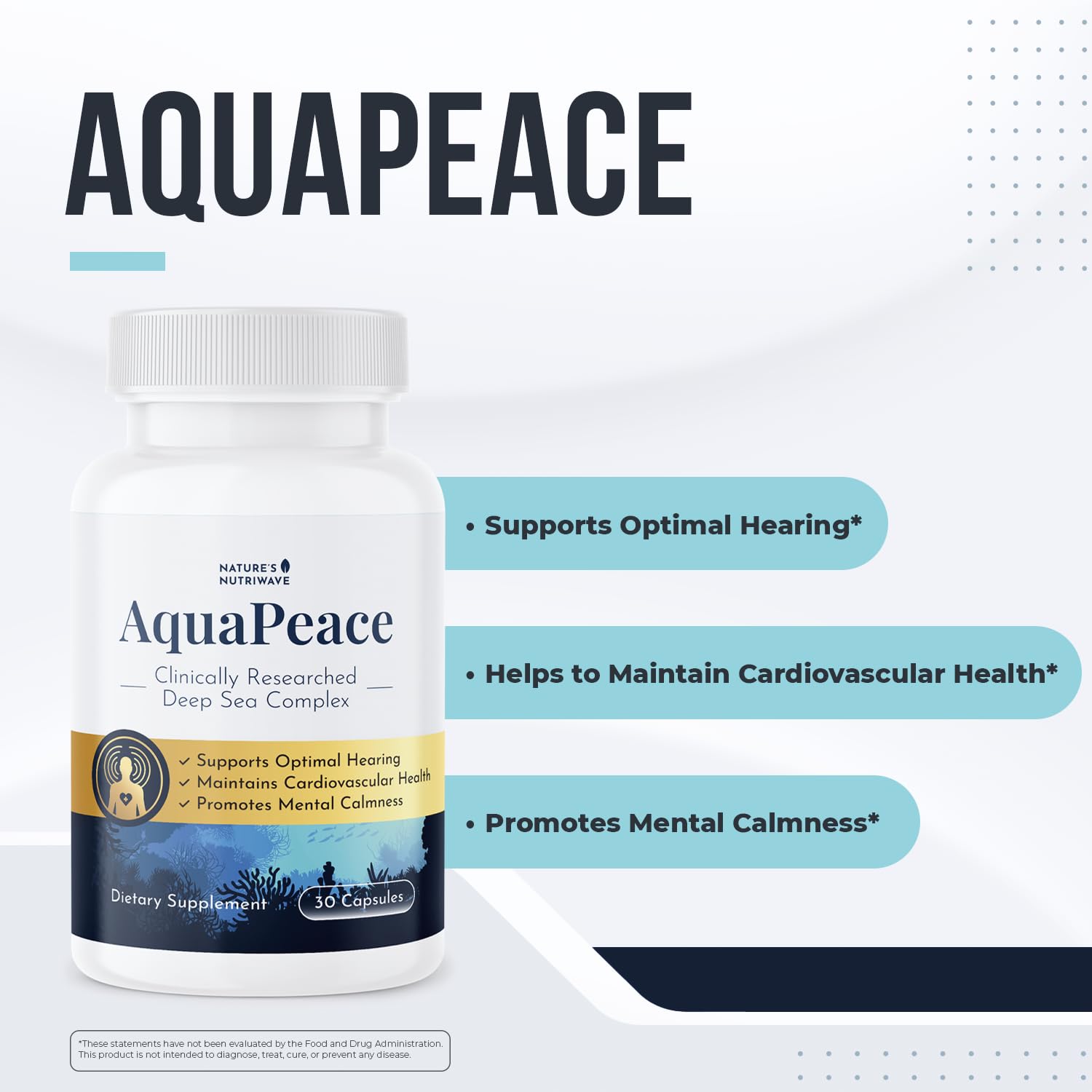 Nature’s NutriWave AquaPeace – Aqua Peace Caps Daily Marine-Based Supplement with Seaweed & Algae Extracts – Clean, Stimulant-Free Formula – Non-GMO, Made in USA - 30 Capsules, 1 Month Supply Nature’s NutriWave Au supplements