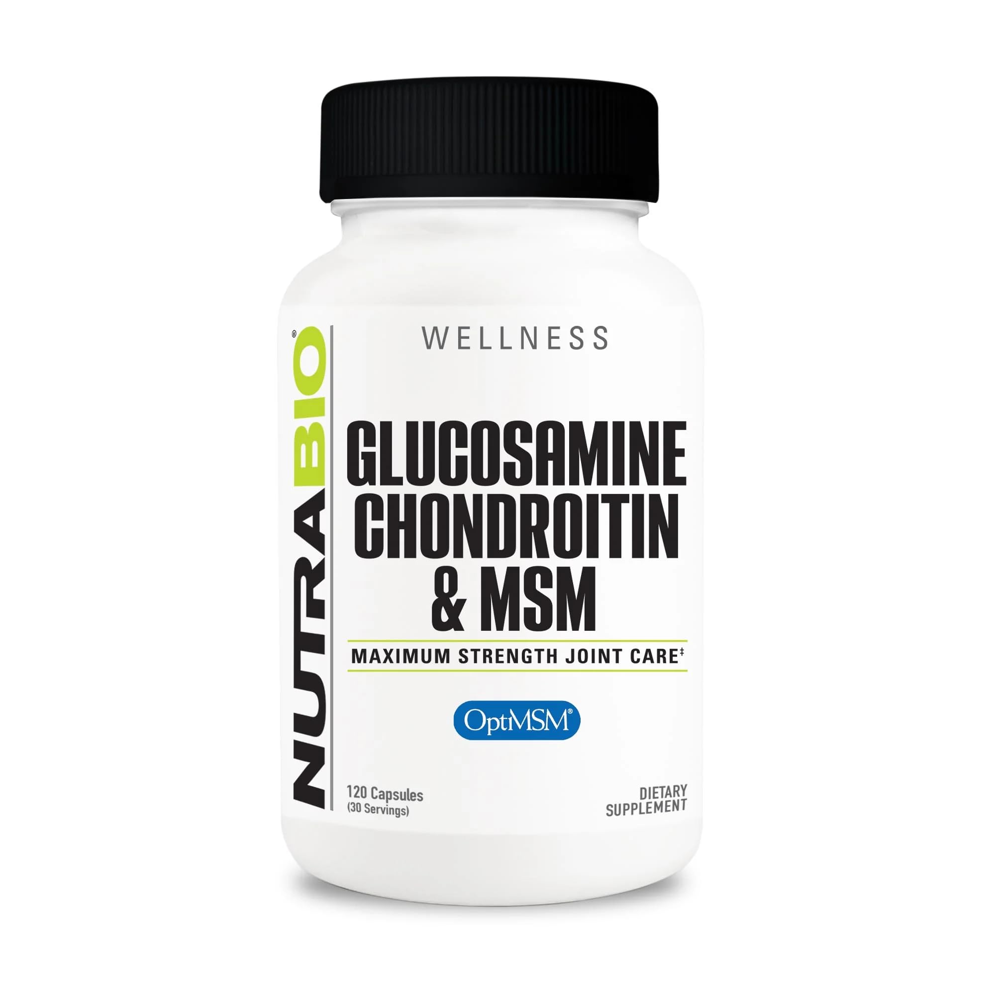 NutraBio Glucosamine Chondroitin & OptiMSM Supplement, Joint Support Formula - 120 Capsules (120 Count) NutraBio Au supplements