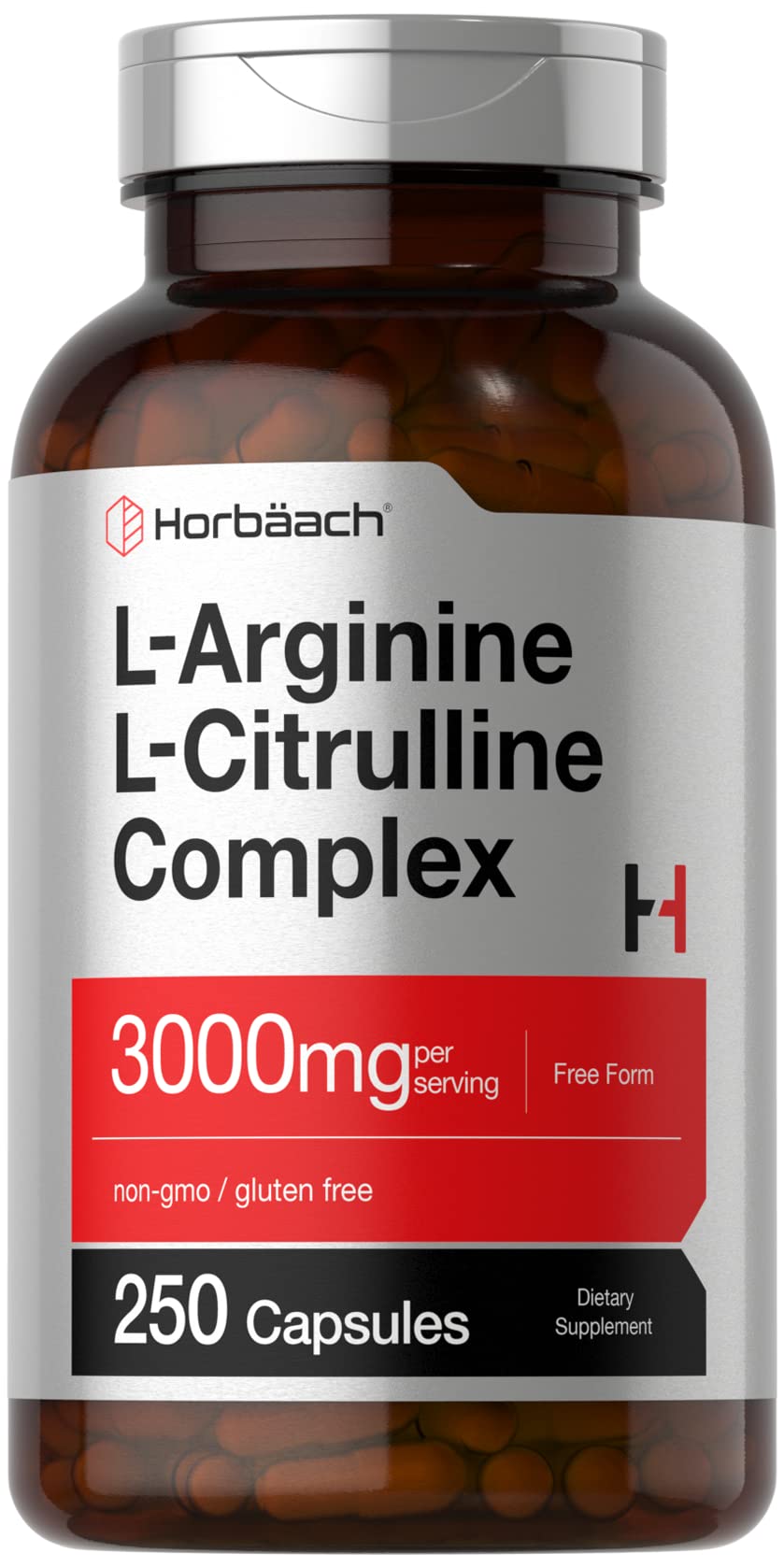 Horbäach L-Arginine L-Citrulline Complex | 3000mg | 250 Capsules | Non-GMO, Gluten Free Supplement Horbäach uk supplements