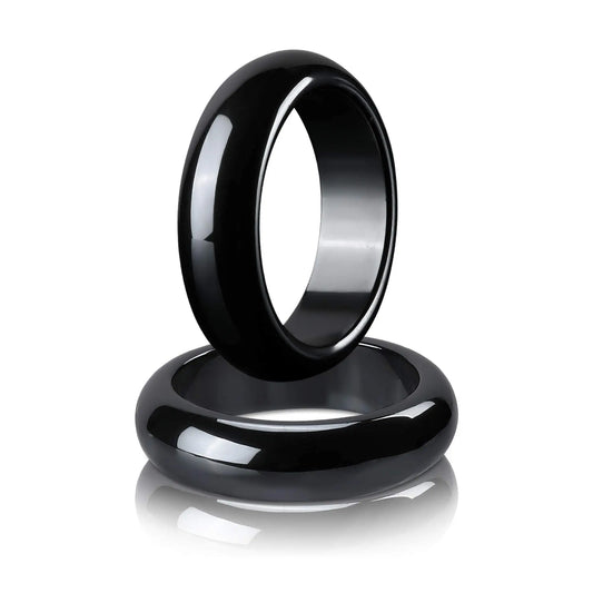2PCS Genuine Hematite Ring for Women Men Unisex, Black Hematite Stone Ring Anxiety Balance YhluckAU supplements