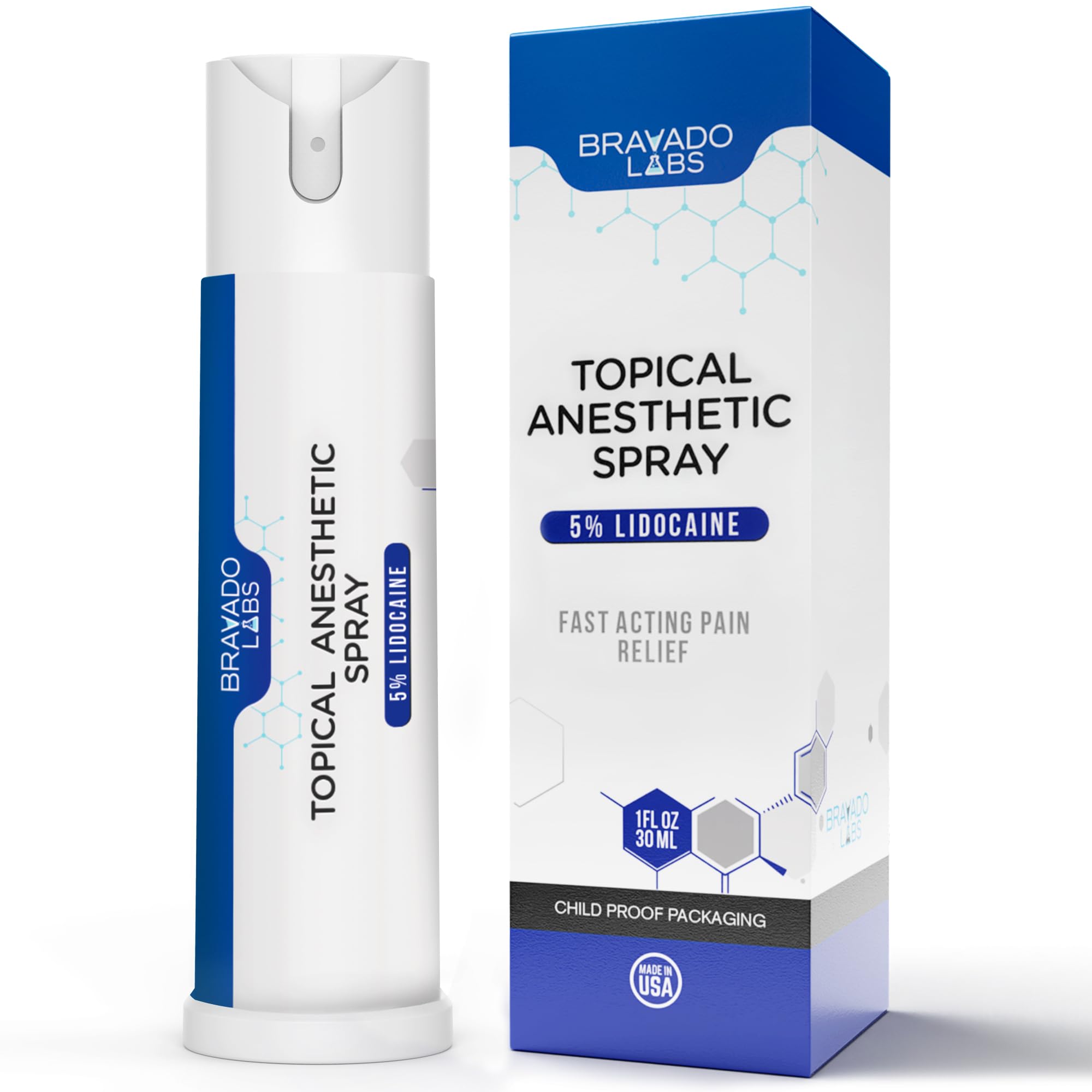 Bravado Labs 5% Lidocaine Spray Pain Relief - Maximum Strength Numbing Spray with Arnica & Emu Oil - Topical Anesthetic for Burns, Pain & Itch Relief - 1oz Bravado Labs Au supplements