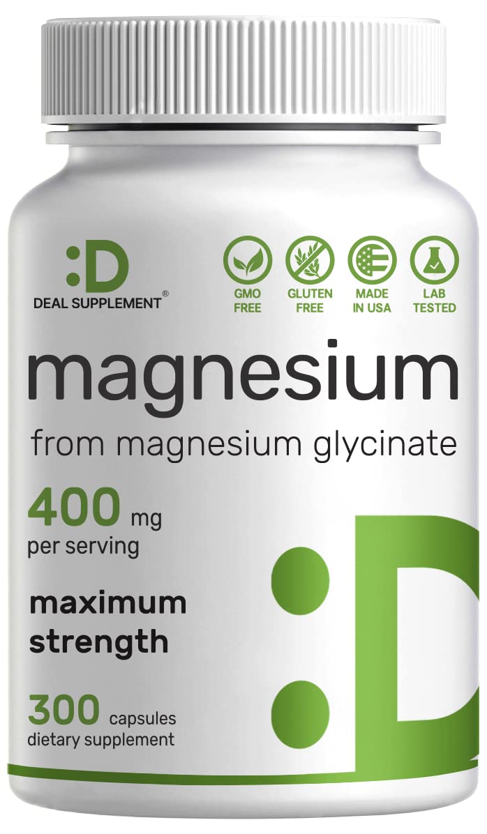 Magnesium Glycinate 400mg, 300 Capsules | 100% Chelated for Easy Absorption | Essential Mineral Supplement for Muscle, Sleep, & Heart Health* DEAL SUPPLEMENT Au supplements