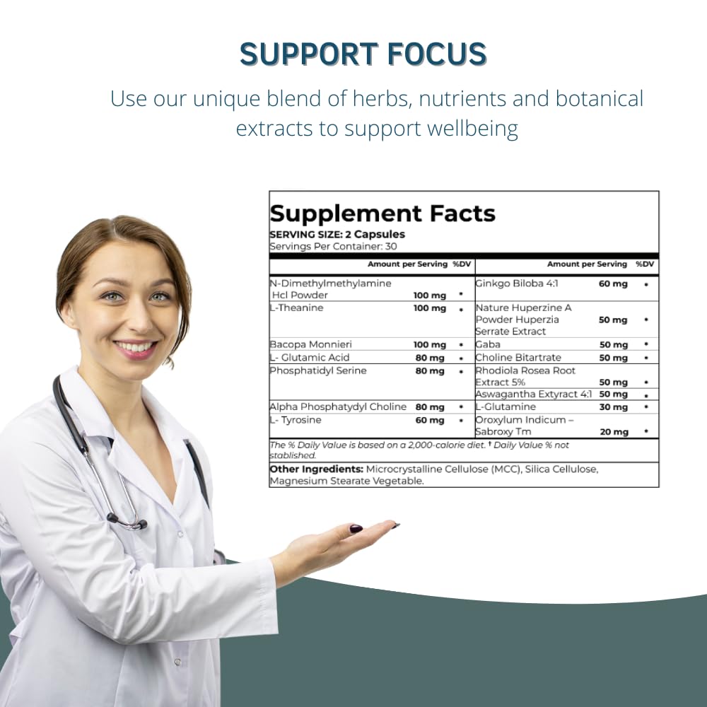 BY CARIOLA Neural-L Natural Brain Support Supplement 60 Caps - Mental Support – Memory Booster - Concentration - Natural Formula - Ashwagandha - L-Tyrosine - L-Theanine BY CARIOLA Au supplements