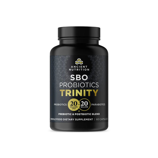Ancient Nutrition SBO Probiotic Trinity Daily Care, Probiotics for Digestive Health, 40 Billion Blend of Prebiotics, Probiotics, Postbiotics, and Parabiotics Reduces Occasional Bloating, 60 Count Ancient NutritionAU supplements